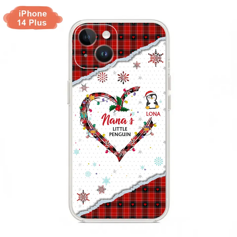 Personalized Christmas Nana Phone Case - Gift Idea For Grandma - Up to 10 Penguins - Case For iPhone/Samsung
