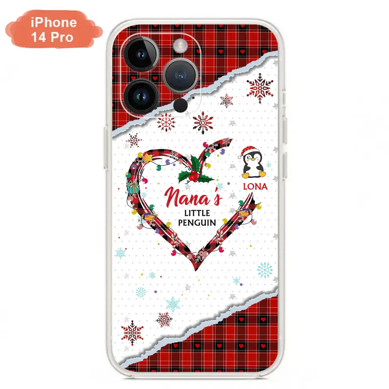 Personalized Christmas Nana Phone Case - Gift Idea For Grandma - Up to 10 Penguins - Case For iPhone/Samsung