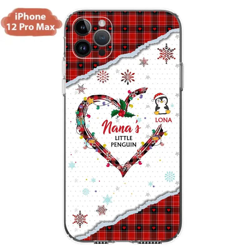Personalized Christmas Nana Phone Case - Gift Idea For Grandma - Up to 10 Penguins - Case For iPhone/Samsung