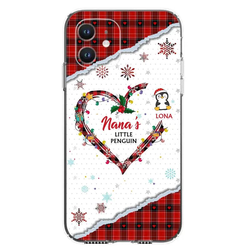 Personalized Christmas Nana Phone Case - Gift Idea For Grandma - Up to 10 Penguins - Case For iPhone/Samsung
