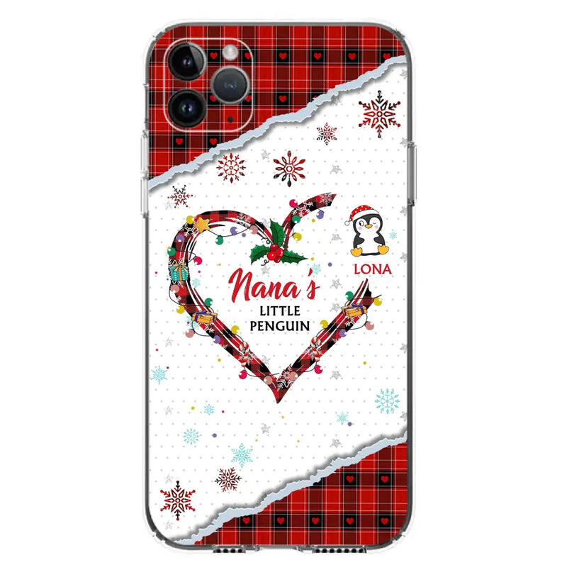 Personalized Christmas Nana Phone Case - Gift Idea For Grandma - Up to 10 Penguins - Case For iPhone/Samsung