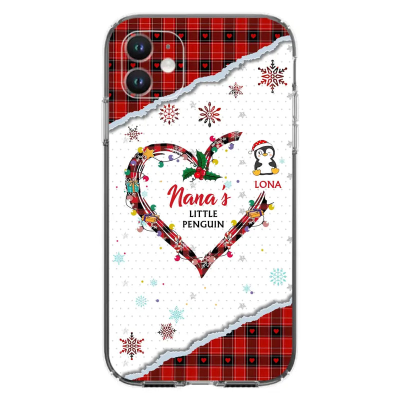 Personalized Christmas Nana Phone Case - Gift Idea For Grandma - Up to 10 Penguins - Case For iPhone/Samsung