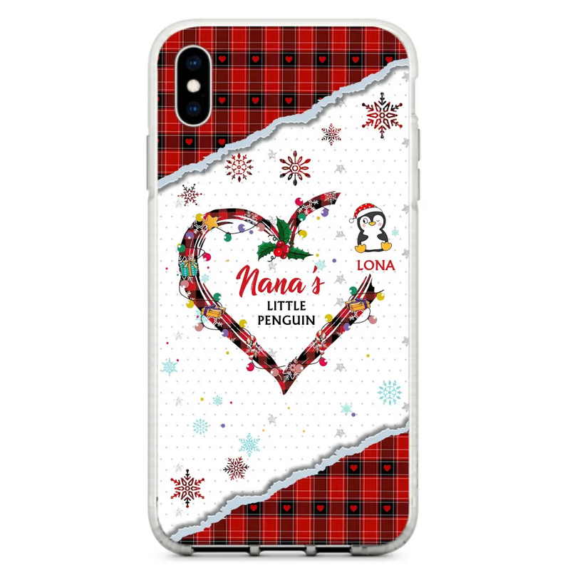 Personalized Christmas Nana Phone Case - Gift Idea For Grandma - Up to 10 Penguins - Case For iPhone/Samsung