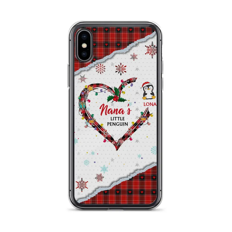 Personalized Christmas Nana Phone Case - Gift Idea For Grandma - Up to 10 Penguins - Case For iPhone/Samsung