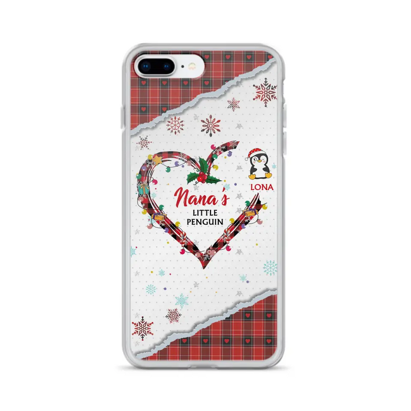 Personalized Christmas Nana Phone Case - Gift Idea For Grandma - Up to 10 Penguins - Case For iPhone/Samsung