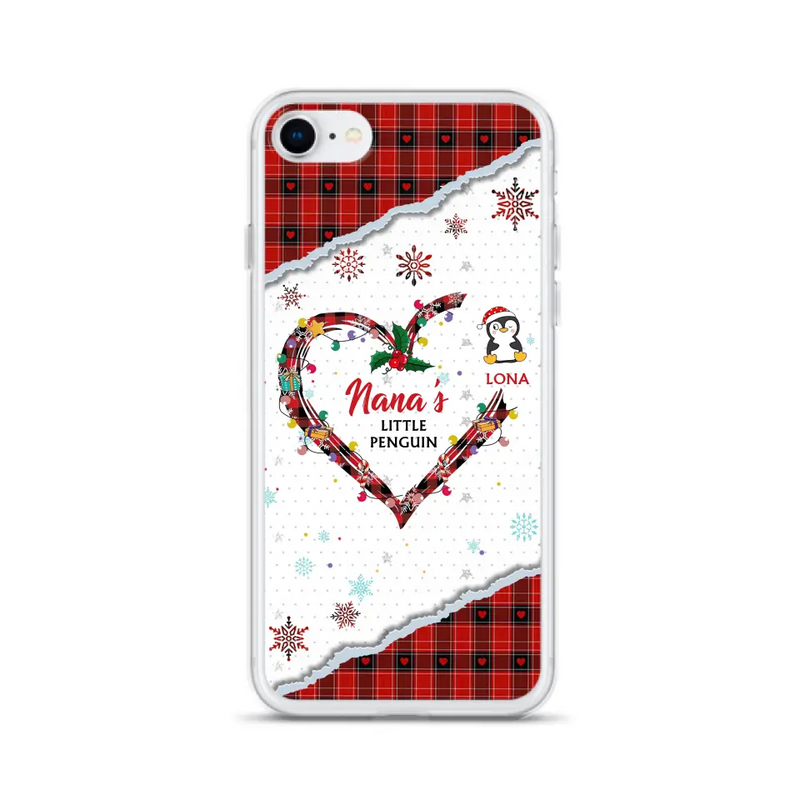 Personalized Christmas Nana Phone Case - Gift Idea For Grandma - Up to 10 Penguins - Case For iPhone/Samsung