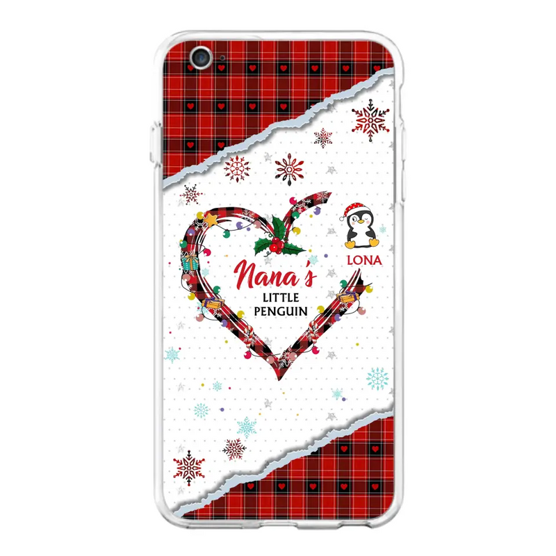 Personalized Christmas Nana Phone Case - Gift Idea For Grandma - Up to 10 Penguins - Case For iPhone/Samsung
