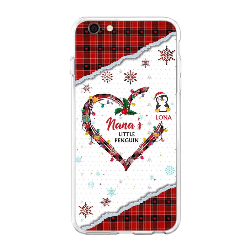 Personalized Christmas Nana Phone Case - Gift Idea For Grandma - Up to 10 Penguins - Case For iPhone/Samsung