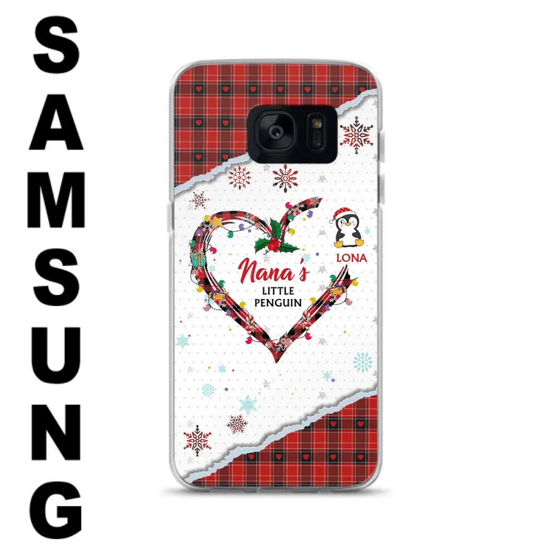 Personalized Christmas Nana Phone Case - Gift Idea For Grandma - Up to 10 Penguins - Case For iPhone/Samsung