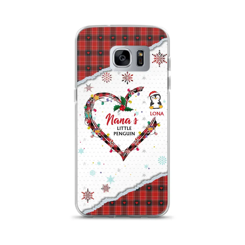 Personalized Christmas Nana Phone Case - Gift Idea For Grandma - Up to 10 Penguins - Case For iPhone/Samsung