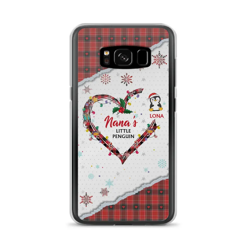 Personalized Christmas Nana Phone Case - Gift Idea For Grandma - Up to 10 Penguins - Case For iPhone/Samsung