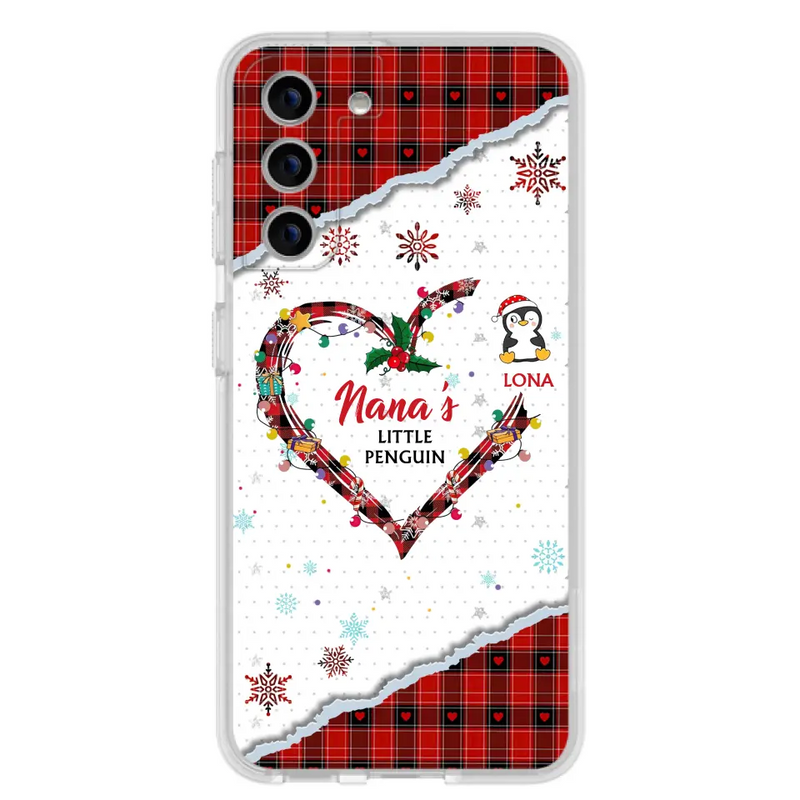 Personalized Christmas Nana Phone Case - Gift Idea For Grandma - Up to 10 Penguins - Case For iPhone/Samsung