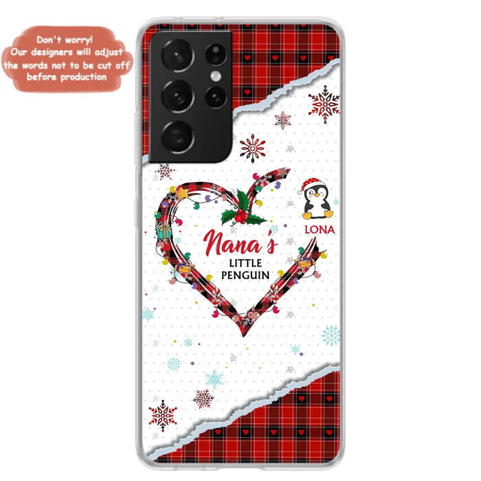 Personalized Christmas Nana Phone Case - Gift Idea For Grandma - Upto 10 Penguins -  Case For iPhone/Samsung