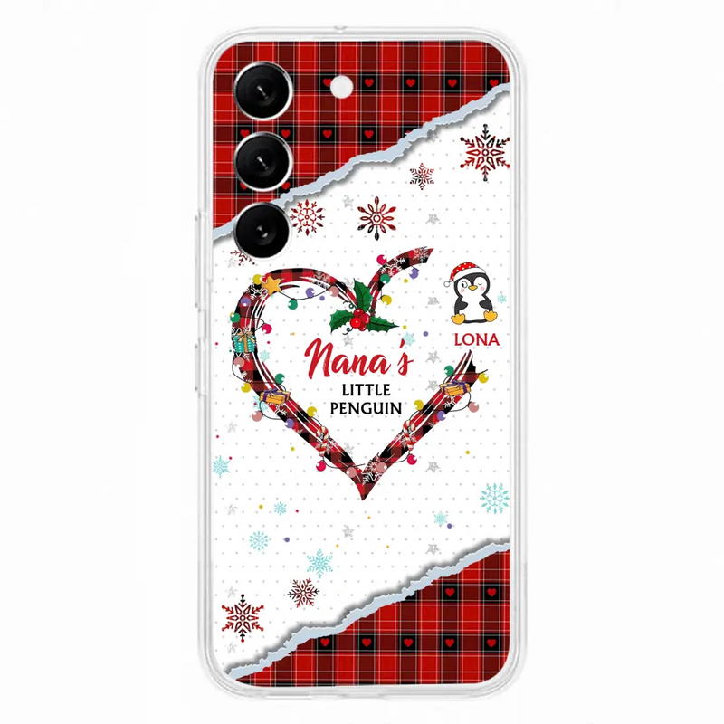 Personalized Christmas Nana Phone Case - Gift Idea For Grandma - Up to 10 Penguins - Case For iPhone/Samsung