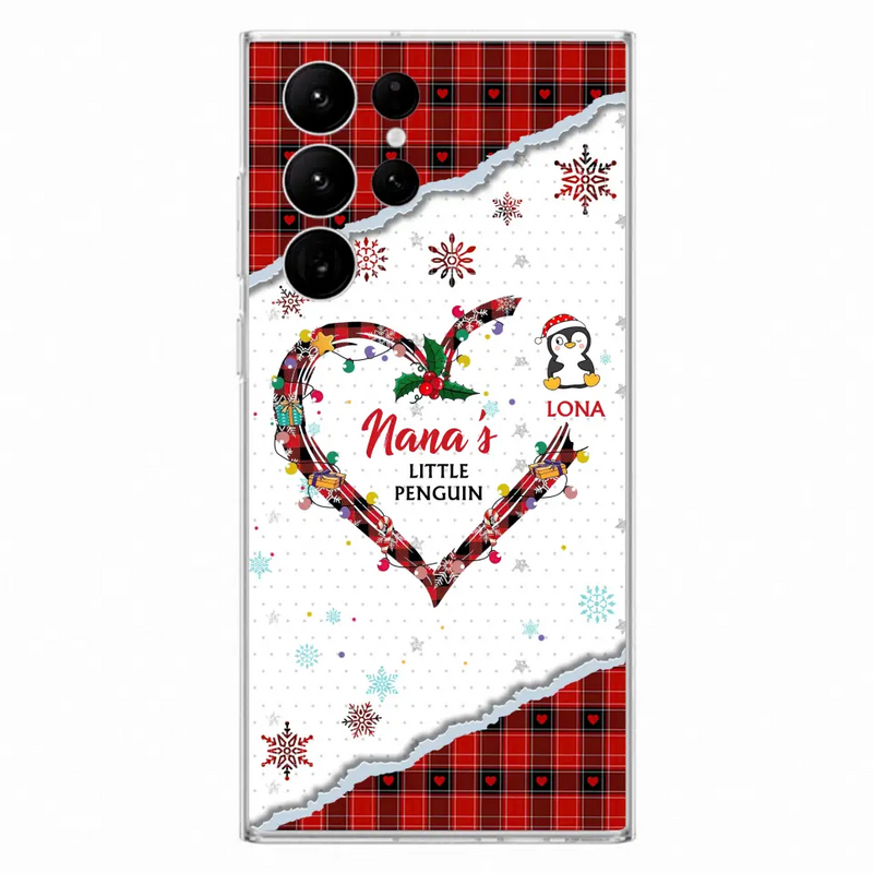 Personalized Christmas Nana Phone Case - Gift Idea For Grandma - Up to 10 Penguins - Case For iPhone/Samsung