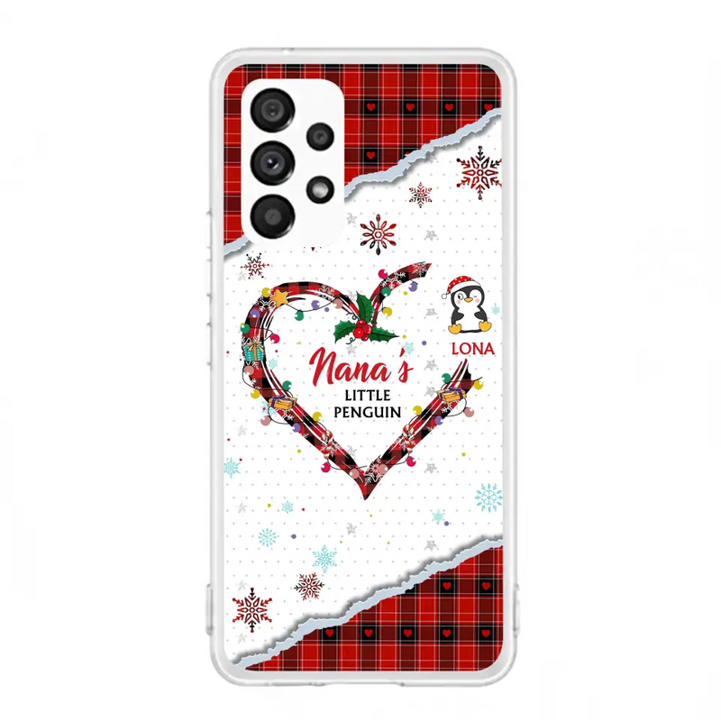 Personalized Christmas Nana Phone Case - Gift Idea For Grandma - Up to 10 Penguins - Case For iPhone/Samsung