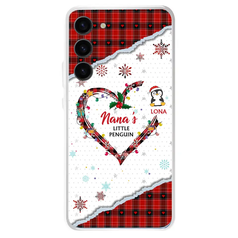 Personalized Christmas Nana Phone Case - Gift Idea For Grandma - Up to 10 Penguins - Case For iPhone/Samsung