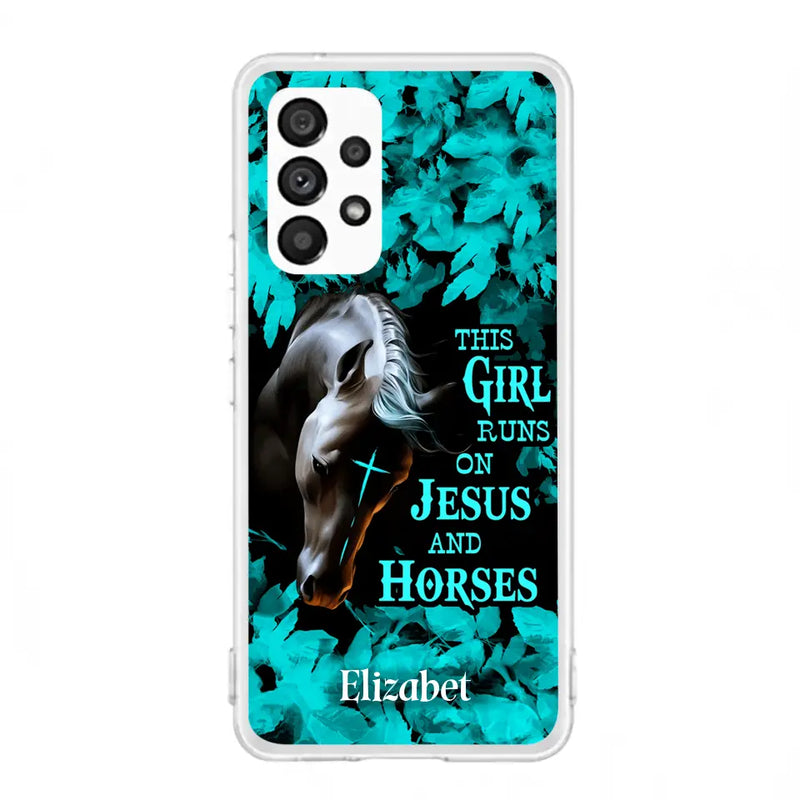 Personalized Horse Girl Phone case - Case For iPhone And Samsung - This Girl Runs On Jesus And Horses