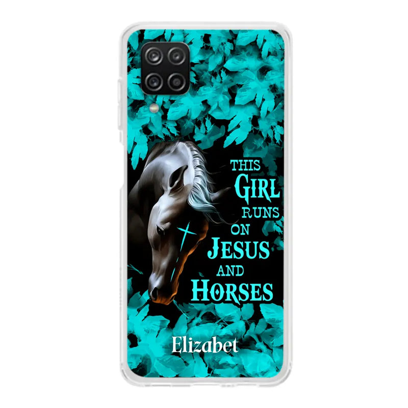 Personalized Horse Girl Phone case - Case For iPhone And Samsung - This Girl Runs On Jesus And Horses