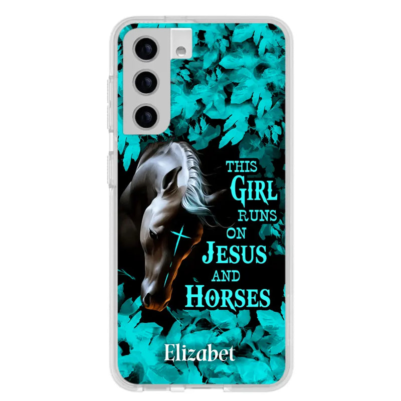 Personalized Horse Girl Phone case - Case For iPhone And Samsung - This Girl Runs On Jesus And Horses