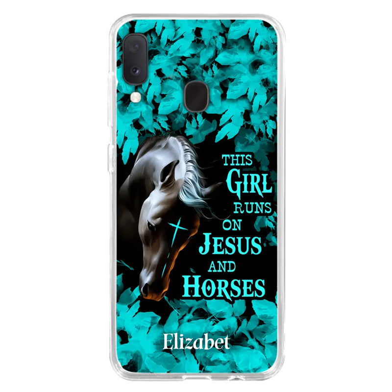 Personalized Horse Girl Phone case - Case For iPhone And Samsung - This Girl Runs On Jesus And Horses