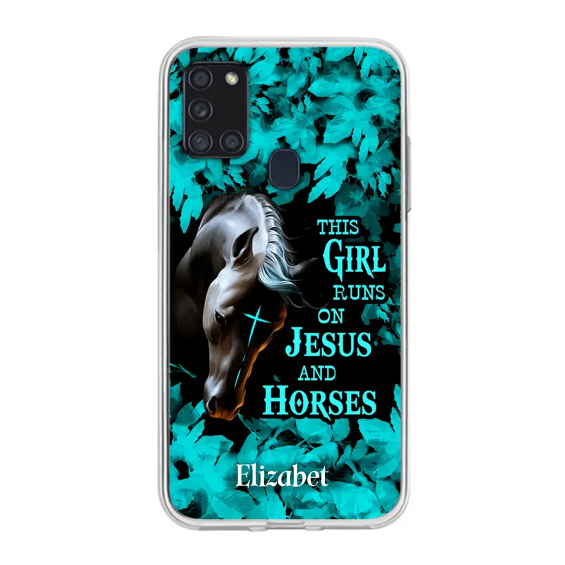 Personalized Horse Girl Phone case - Case For iPhone And Samsung - This Girl Runs On Jesus And Horses