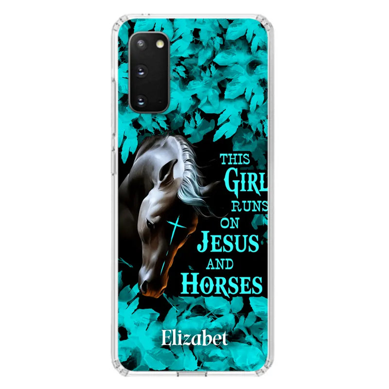 Personalized Horse Girl Phone case - Case For iPhone And Samsung - This Girl Runs On Jesus And Horses