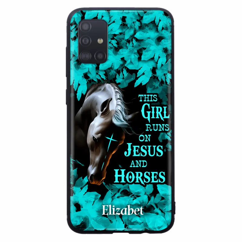 Personalized Horse Girl Phone case - Case For iPhone And Samsung - This Girl Runs On Jesus And Horses