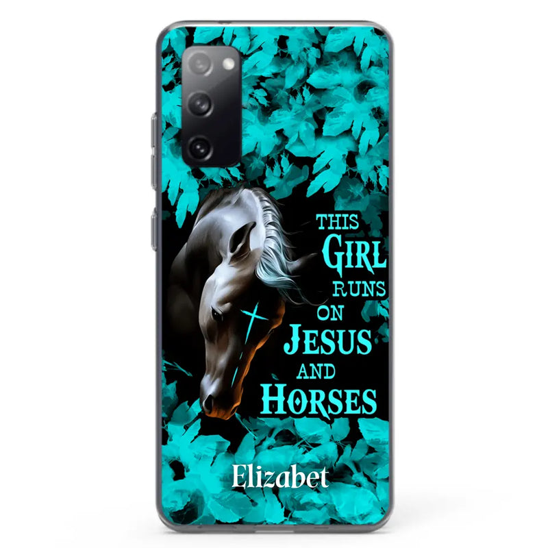 Personalized Horse Girl Phone case - Case For iPhone And Samsung - This Girl Runs On Jesus And Horses