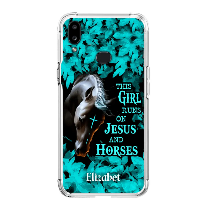 Personalized Horse Girl Phone case - Case For iPhone And Samsung - This Girl Runs On Jesus And Horses