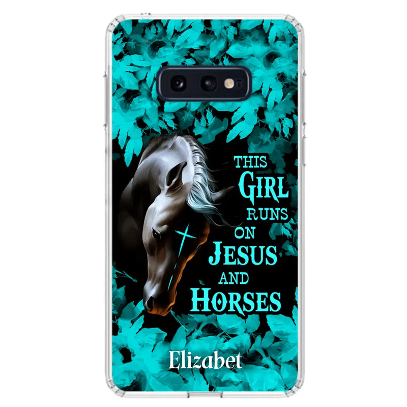 Personalized Horse Girl Phone case - Case For iPhone And Samsung - This Girl Runs On Jesus And Horses