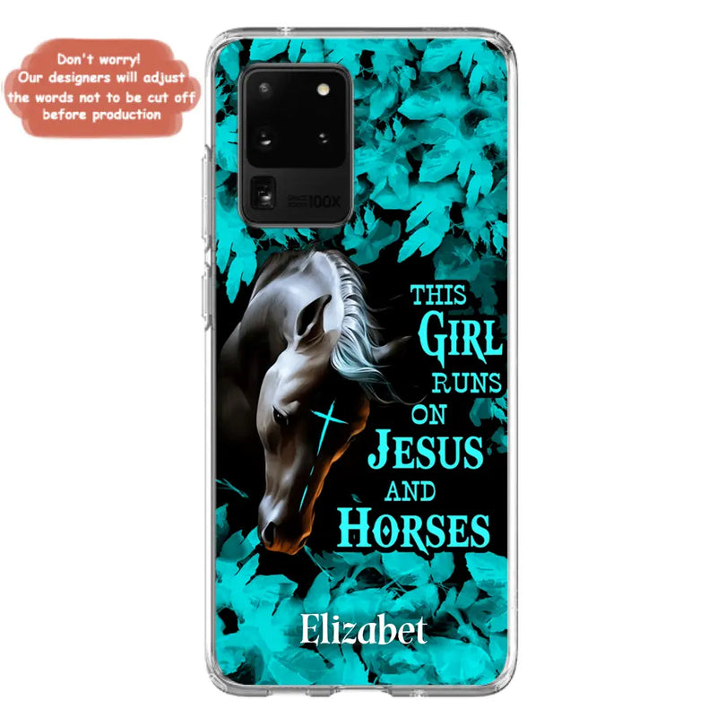 Personalized Horse Girl Phone case - Case For iPhone And Samsung - This Girl Runs On Jesus And Horses