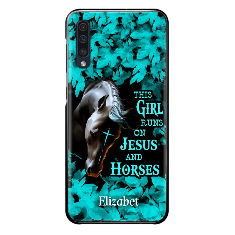 Personalized Horse Girl Phone case - Case For iPhone And Samsung - This Girl Runs On Jesus And Horses