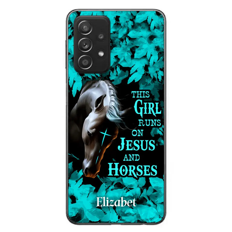 Personalized Horse Girl Phone case - Case For iPhone And Samsung - This Girl Runs On Jesus And Horses