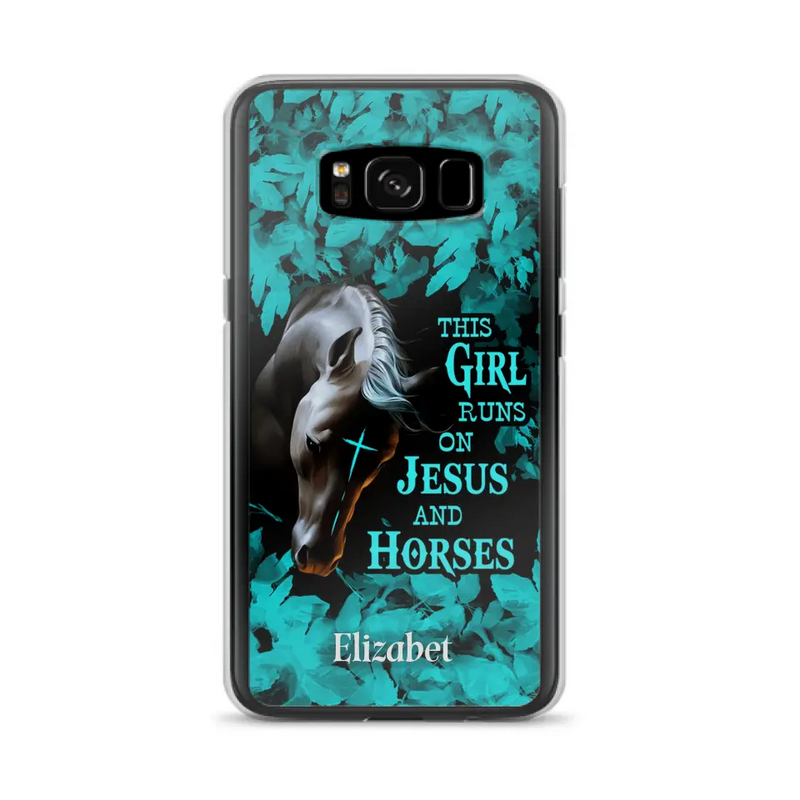Personalized Horse Girl Phone case - Case For iPhone And Samsung - This Girl Runs On Jesus And Horses