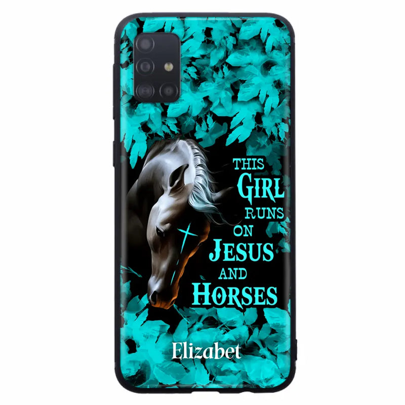 Personalized Horse Girl Phone case - Case For iPhone And Samsung - This Girl Runs On Jesus And Horses