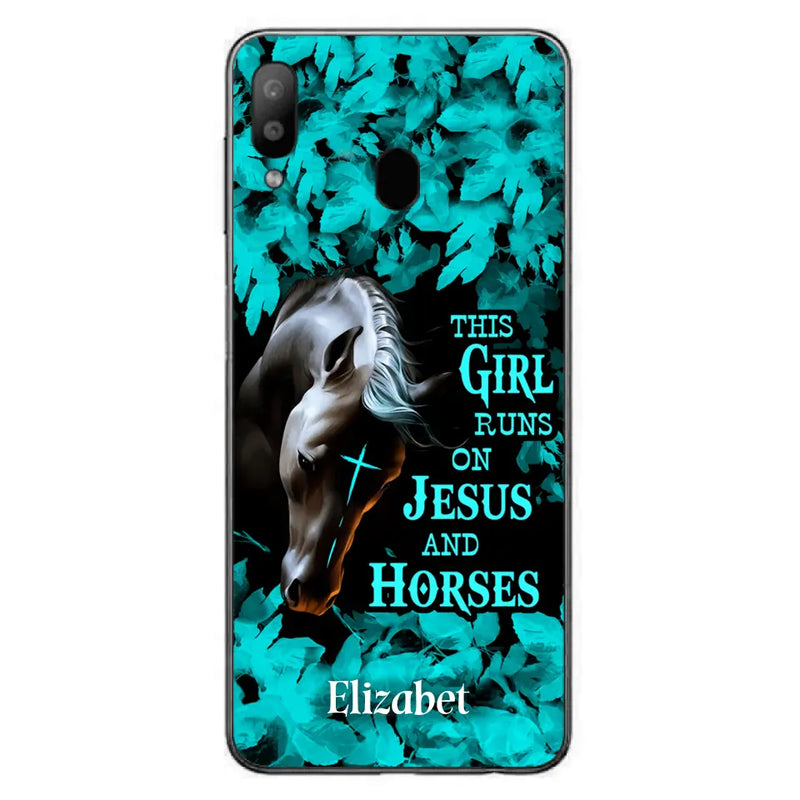 Personalized Horse Girl Phone case - Case For iPhone And Samsung - This Girl Runs On Jesus And Horses