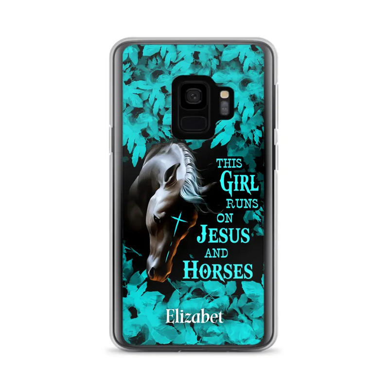 Personalized Horse Girl Phone case - Case For iPhone And Samsung - This Girl Runs On Jesus And Horses