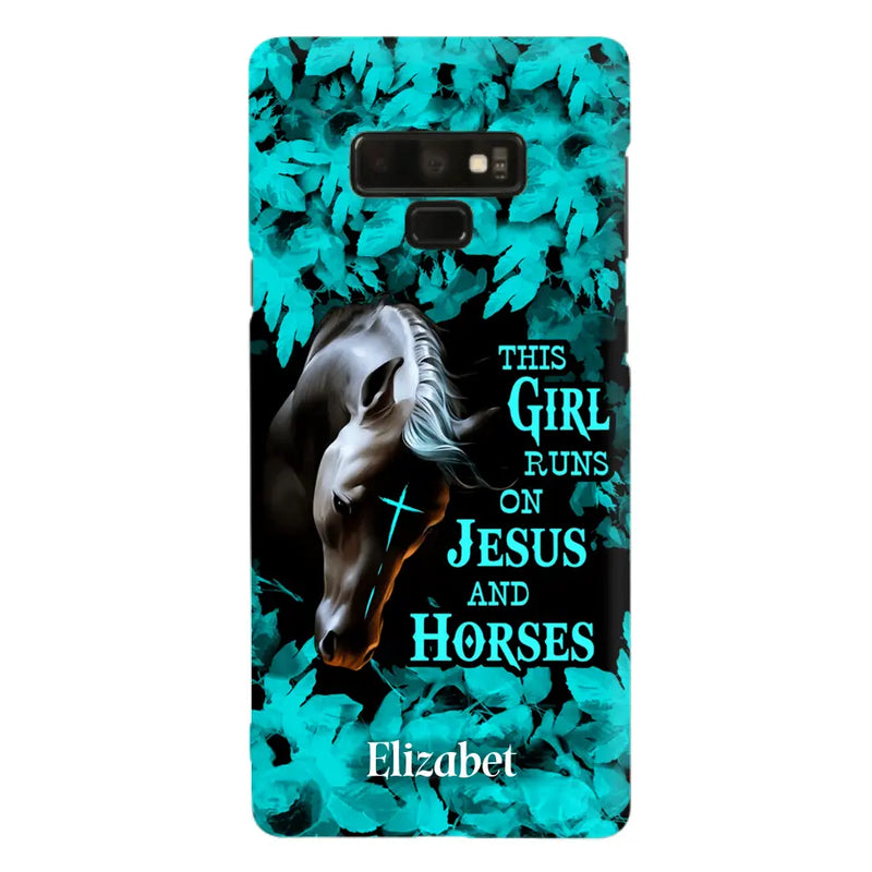 Personalized Horse Girl Phone case - Case For iPhone And Samsung - This Girl Runs On Jesus And Horses