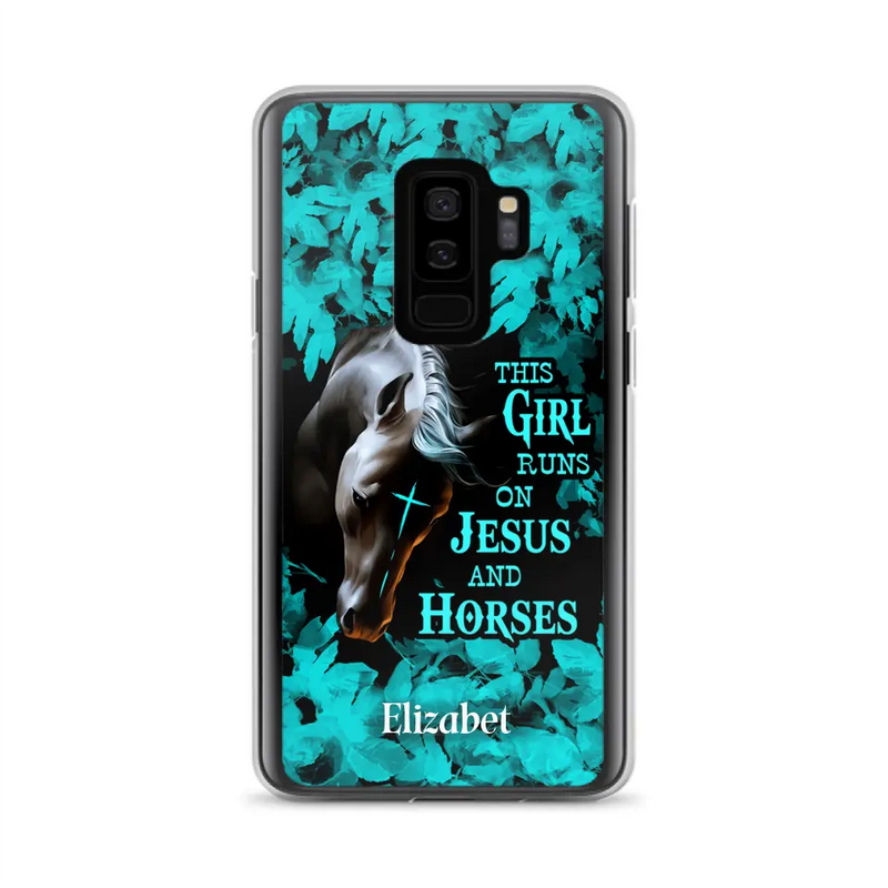 Personalized Horse Girl Phone case - Case For iPhone And Samsung - This Girl Runs On Jesus And Horses