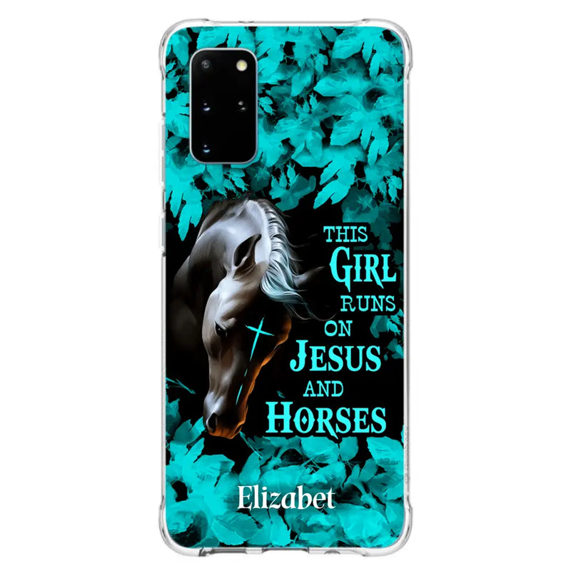 Personalized Horse Girl Phone case - Case For iPhone And Samsung - This Girl Runs On Jesus And Horses