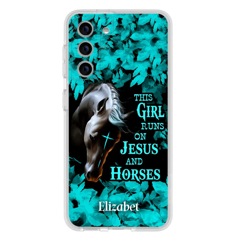 Personalized Horse Girl Phone case - Case For iPhone And Samsung - This Girl Runs On Jesus And Horses