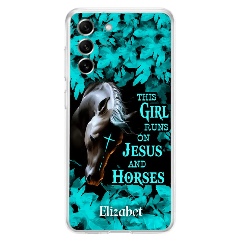 Personalized Horse Girl Phone case - Case For iPhone And Samsung - This Girl Runs On Jesus And Horses