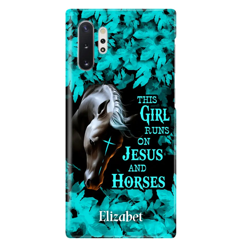 Personalized Horse Girl Phone case - Case For iPhone And Samsung - This Girl Runs On Jesus And Horses