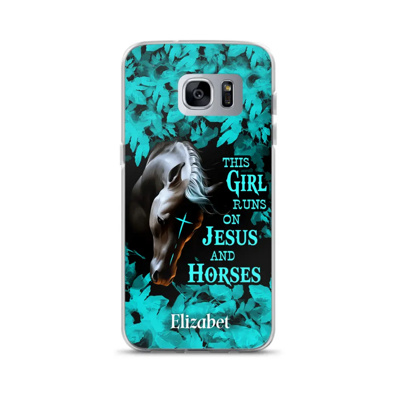 Personalized Horse Girl Phone case - Case For iPhone And Samsung - This Girl Runs On Jesus And Horses