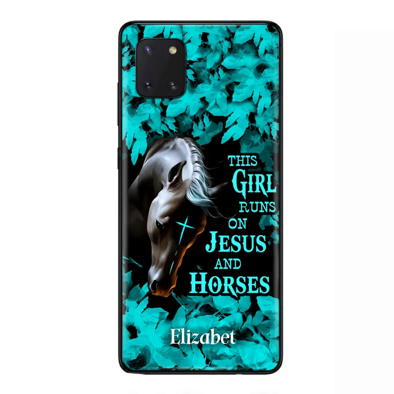 Personalized Horse Girl Phone case - Case For iPhone And Samsung - This Girl Runs On Jesus And Horses