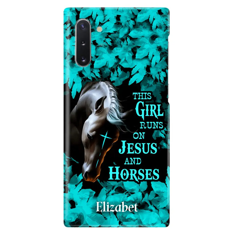 Personalized Horse Girl Phone case - Case For iPhone And Samsung - This Girl Runs On Jesus And Horses