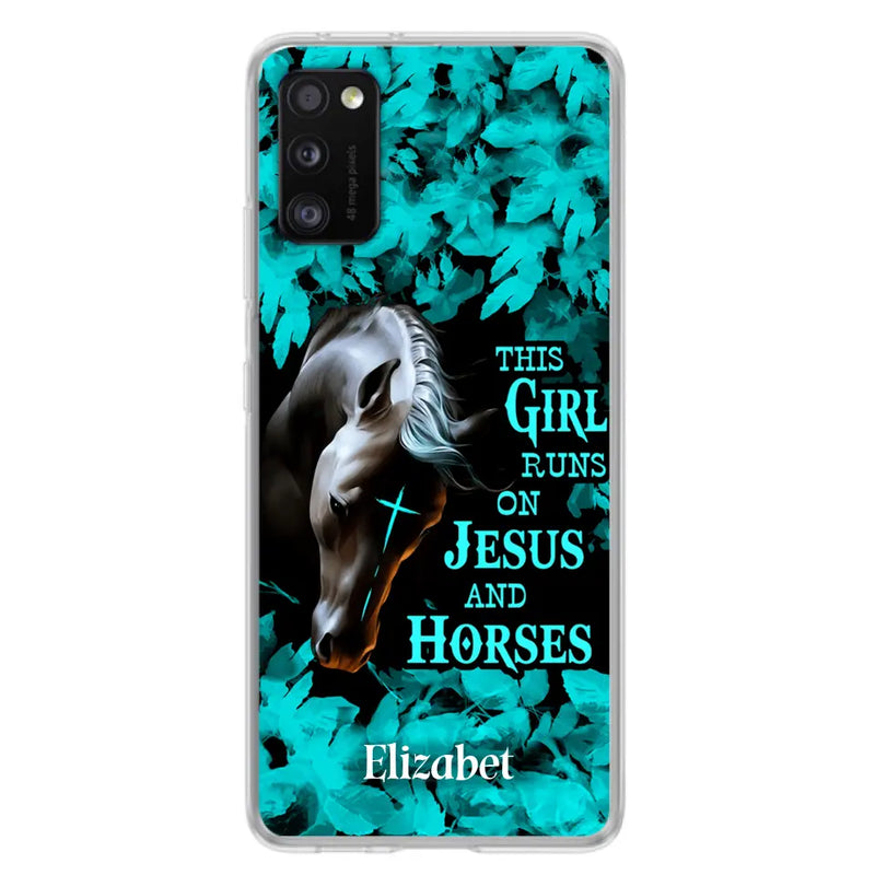Personalized Horse Girl Phone case - Case For iPhone And Samsung - This Girl Runs On Jesus And Horses