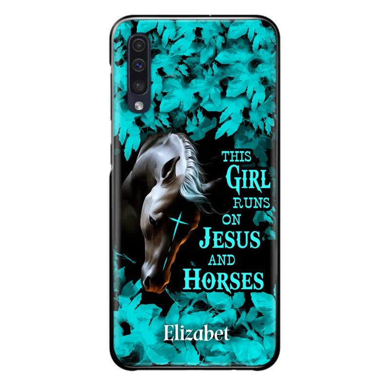 Personalized Horse Girl Phone case - Case For iPhone And Samsung - This Girl Runs On Jesus And Horses