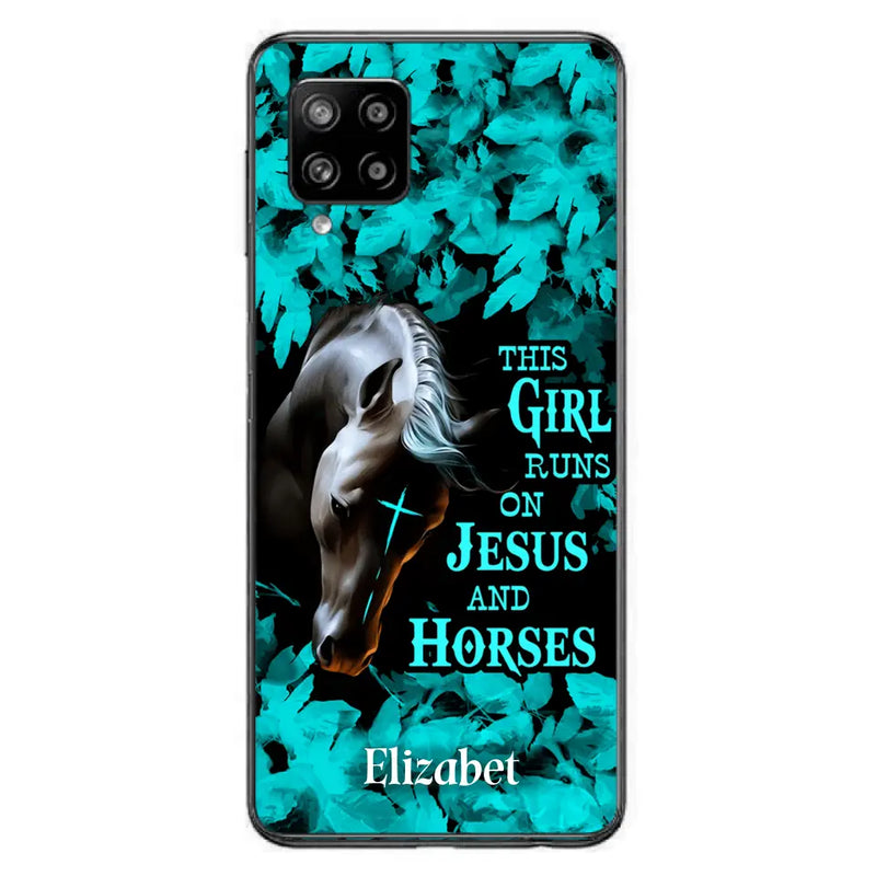Personalized Horse Girl Phone case - Case For iPhone And Samsung - This Girl Runs On Jesus And Horses